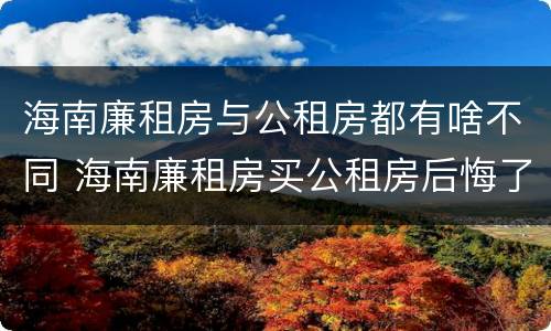 海南廉租房与公租房都有啥不同 海南廉租房买公租房后悔了