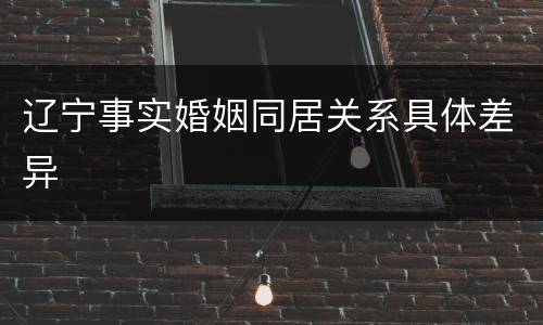 辽宁事实婚姻同居关系具体差异