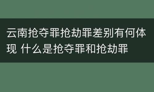 云南抢夺罪抢劫罪差别有何体现 什么是抢夺罪和抢劫罪