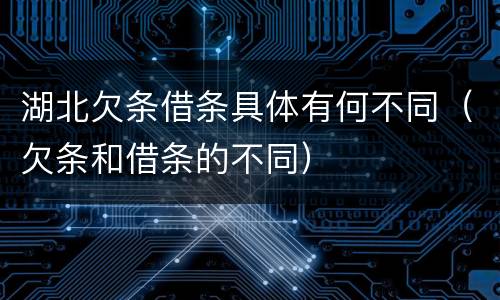 湖北欠条借条具体有何不同（欠条和借条的不同）