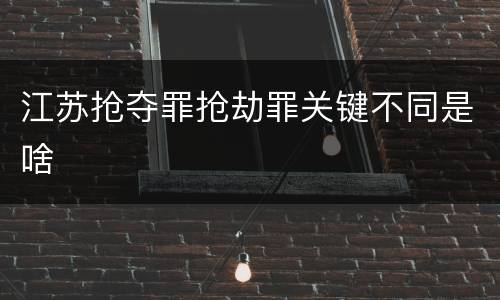 江苏抢夺罪抢劫罪关键不同是啥