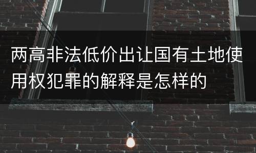 两高非法低价出让国有土地使用权犯罪的解释是怎样的
