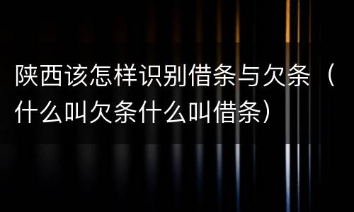 陕西该怎样识别借条与欠条（什么叫欠条什么叫借条）