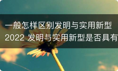 一般怎样区别发明与实用新型2022 发明与实用新型是否具有实用性