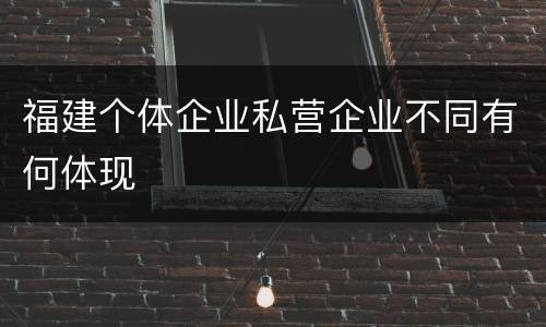 福建个体企业私营企业不同有何体现