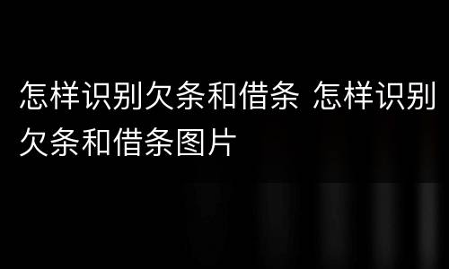 怎样识别欠条和借条 怎样识别欠条和借条图片