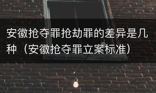 安徽抢夺罪抢劫罪的差异是几种（安徽抢夺罪立案标准）