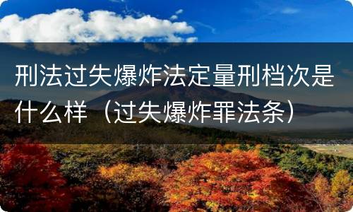 刑法过失爆炸法定量刑档次是什么样（过失爆炸罪法条）