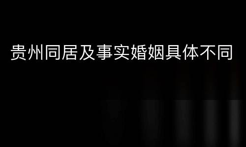 贵州同居及事实婚姻具体不同