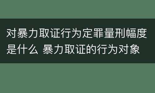 对暴力取证行为定罪量刑幅度是什么 暴力取证的行为对象