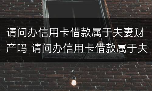 请问办信用卡借款属于夫妻财产吗 请问办信用卡借款属于夫妻财产吗安全吗