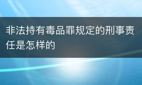 非法持有毒品罪规定的刑事责任是怎样的