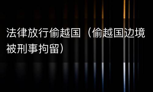 法律放行偷越国（偷越国边境被刑事拘留）