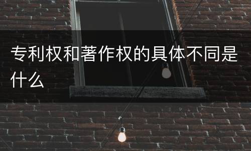 专利权和著作权的具体不同是什么