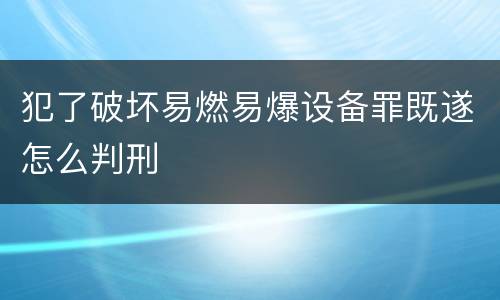 犯了破坏易燃易爆设备罪既遂怎么判刑