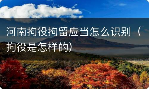 河南拘役拘留应当怎么识别（拘役是怎样的）