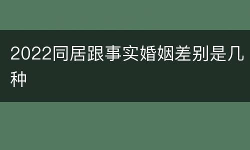 2022同居跟事实婚姻差别是几种