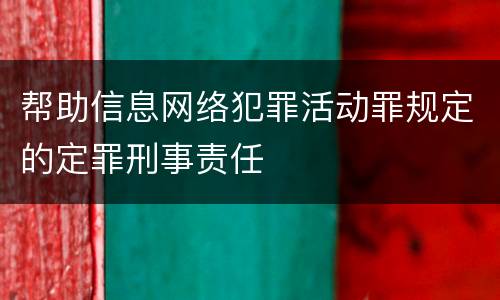 帮助信息网络犯罪活动罪规定的定罪刑事责任