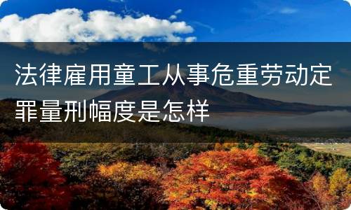 法律雇用童工从事危重劳动定罪量刑幅度是怎样