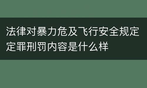 法律对暴力危及飞行安全规定定罪刑罚内容是什么样