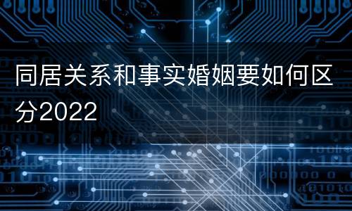 同居关系和事实婚姻要如何区分2022