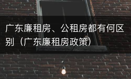 广东廉租房、公租房都有何区别（广东廉租房政策）