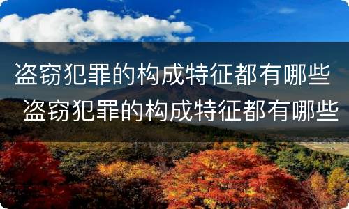 盗窃犯罪的构成特征都有哪些 盗窃犯罪的构成特征都有哪些呢