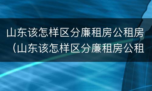 山东该怎样区分廉租房公租房（山东该怎样区分廉租房公租房呢）