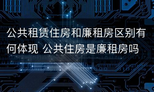 公共租赁住房和廉租房区别有何体现 公共住房是廉租房吗