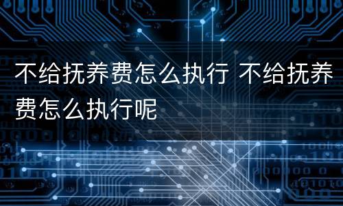 不给抚养费怎么执行 不给抚养费怎么执行呢
