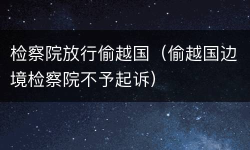 检察院放行偷越国（偷越国边境检察院不予起诉）