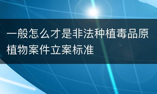 一般怎么才是非法种植毒品原植物案件立案标准