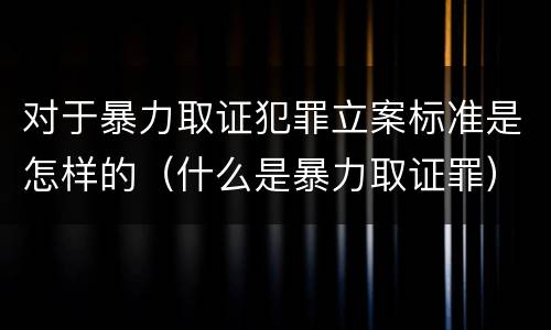 对于暴力取证犯罪立案标准是怎样的（什么是暴力取证罪）