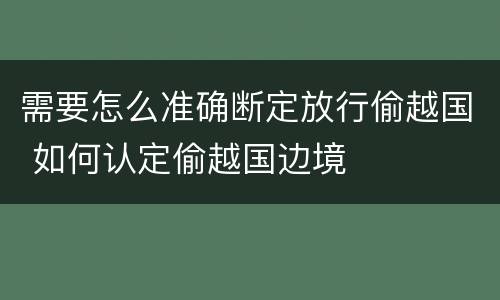 需要怎么准确断定放行偷越国 如何认定偷越国边境