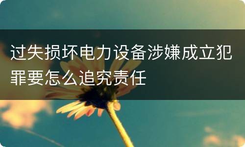 过失损坏电力设备涉嫌成立犯罪要怎么追究责任