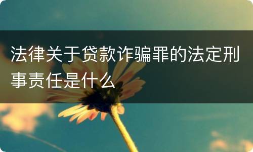 法律关于贷款诈骗罪的法定刑事责任是什么