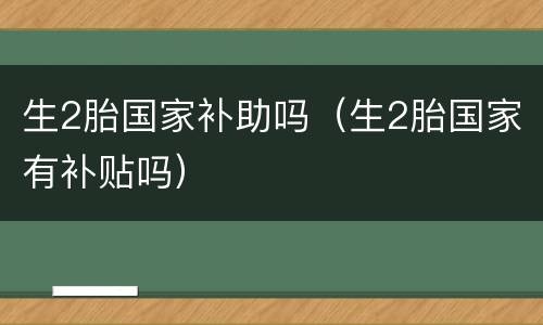 生2胎国家补助吗（生2胎国家有补贴吗）