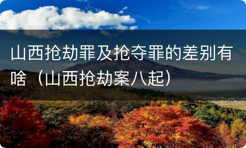 山西抢劫罪及抢夺罪的差别有啥(山西抢劫案八起)