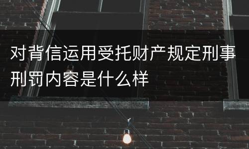 对背信运用受托财产规定刑事刑罚内容是什么样