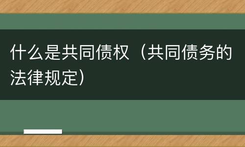 什么是共同债权（共同债务的法律规定）