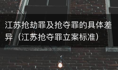 江苏抢劫罪及抢夺罪的具体差异（江苏抢夺罪立案标准）