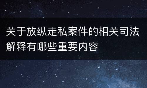 关于放纵走私案件的相关司法解释有哪些重要内容