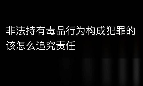 非法持有毒品行为构成犯罪的该怎么追究责任
