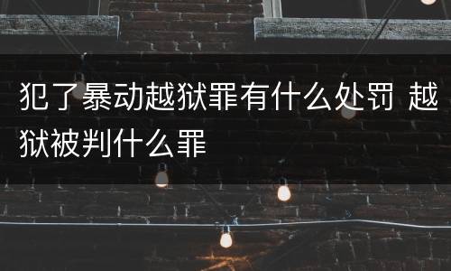 犯了暴动越狱罪有什么处罚 越狱被判什么罪