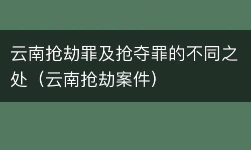 云南抢劫罪及抢夺罪的不同之处（云南抢劫案件）