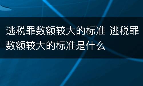 逃税罪数额较大的标准 逃税罪数额较大的标准是什么