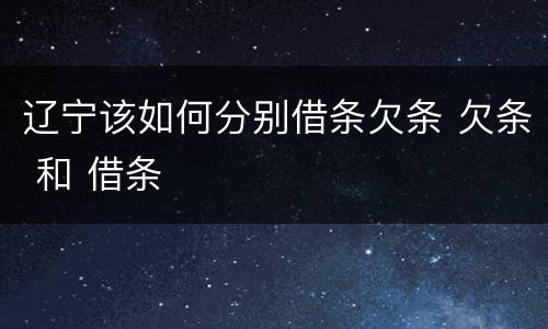 辽宁该如何分别借条欠条 欠条 和 借条