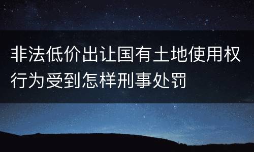 非法低价出让国有土地使用权行为受到怎样刑事处罚