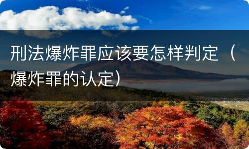 刑法爆炸罪应该要怎样判定（爆炸罪的认定）