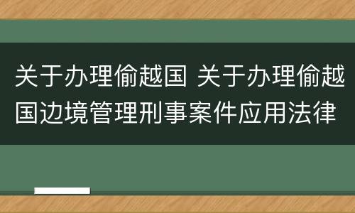 关于办理偷越国 关于办理偷越国边境管理刑事案件应用法律
